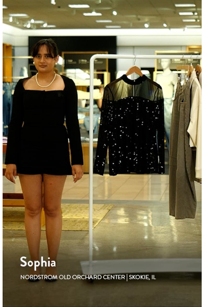 Sequin Mock Neck Long Sleeve Top video