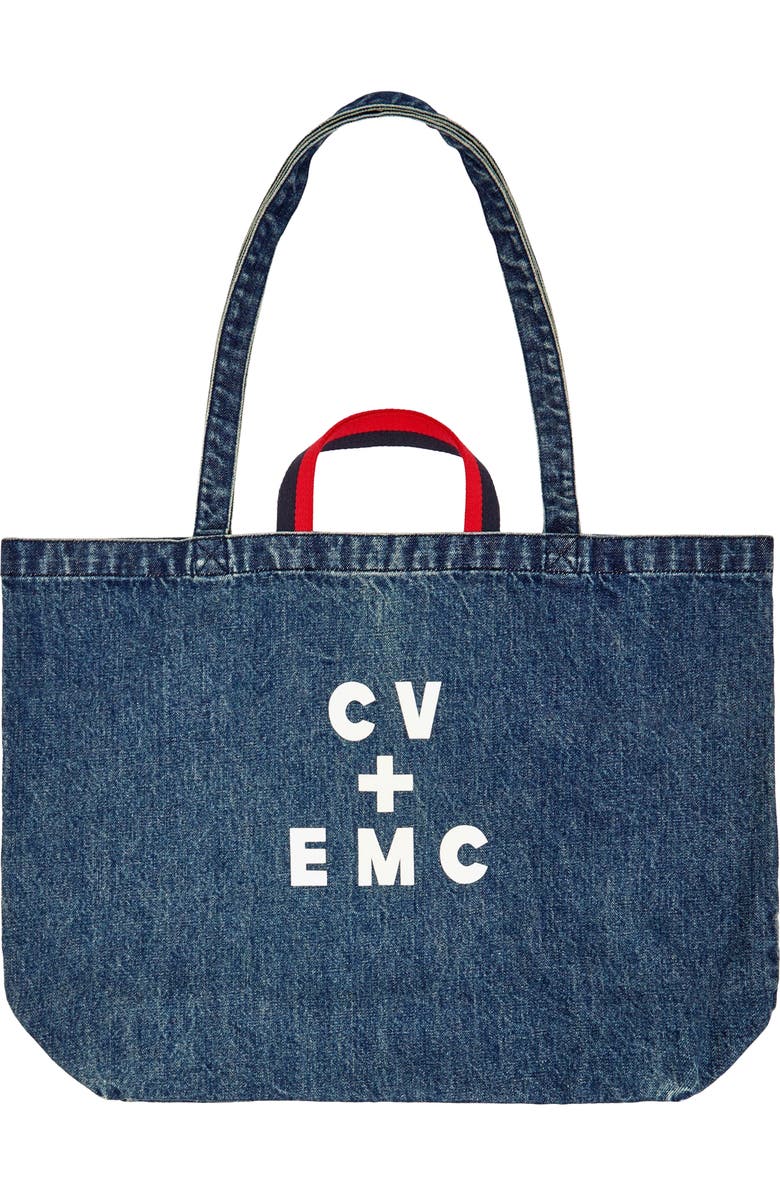 Clare V. EMC Jumbo Denim Tote, Alternate, color, Indigo