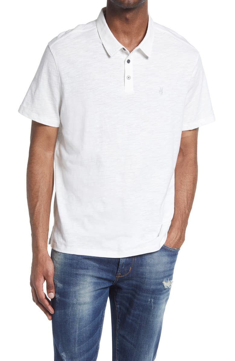John Varvatos Men's Victor Solid Slub Cotton Polo, Main, color, Salt