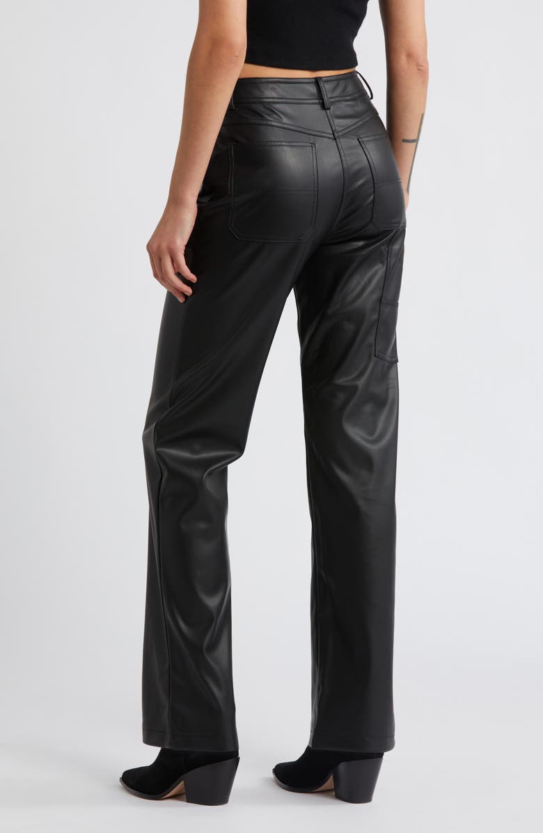 Topshop Faux Leather Straight Leg Trousers, Alternate, color,