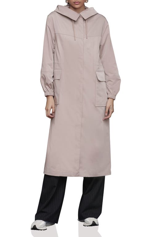 Avec Les Filles Hooded Water Resistant Longline Anorak In Pink