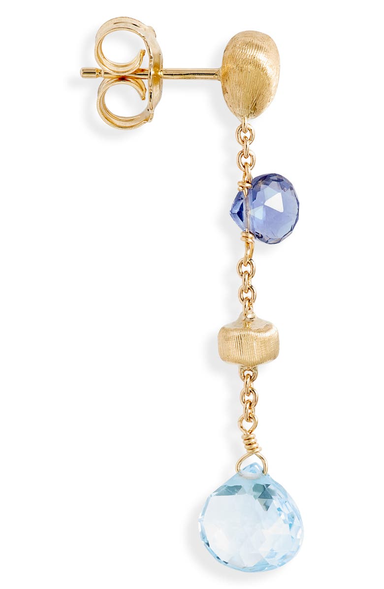 Marco Bicego Paradise 18K Yellow Gold Iolite & Blue Topaz Short Drop Earrings, Alternate, color, Gold