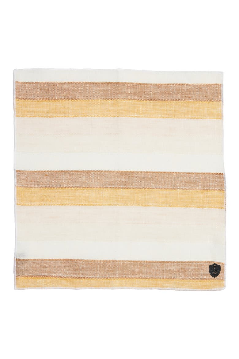 Stripe Linen Pocket Square, Alternate, color, GOLD