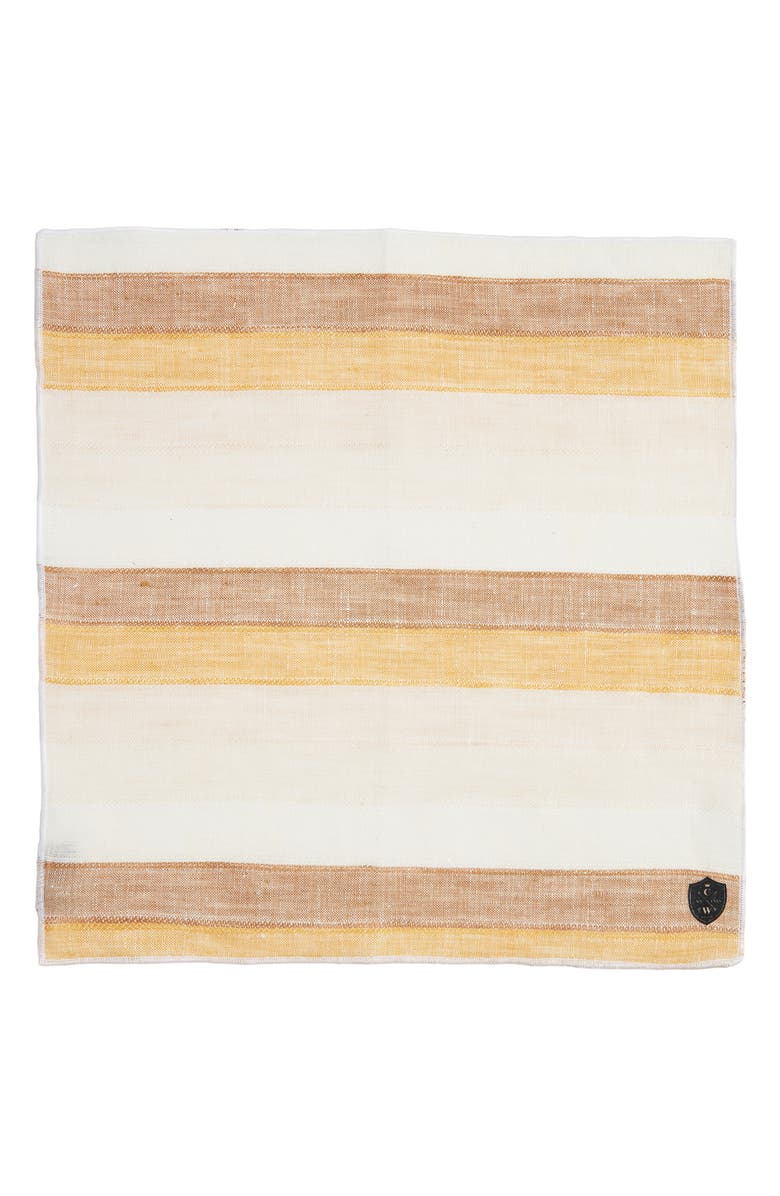 CLIFTON WILSON Stripe Linen Pocket Square, Alternate, color, Gold
