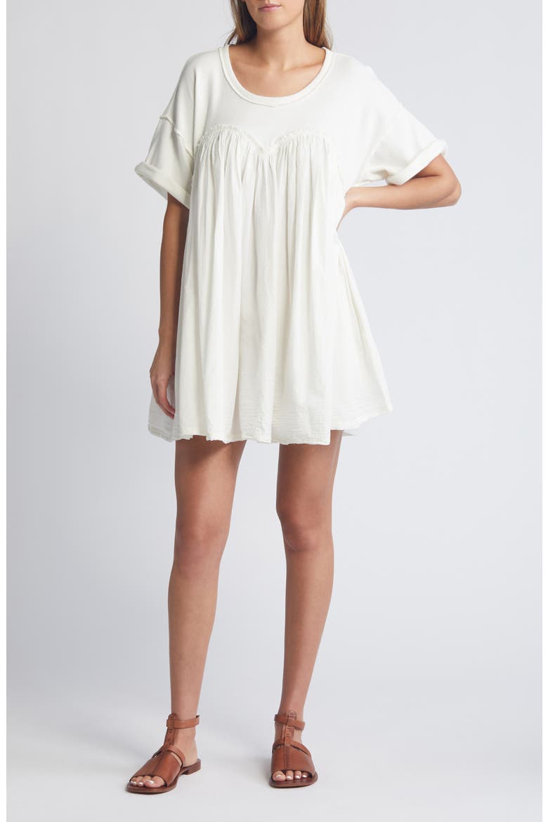 Catalina Mixed Media Minidress, Main, color, IVORY
