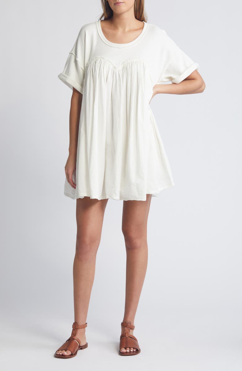 Free People Catalina Mixed Media Minidress, Main, color, Ivory