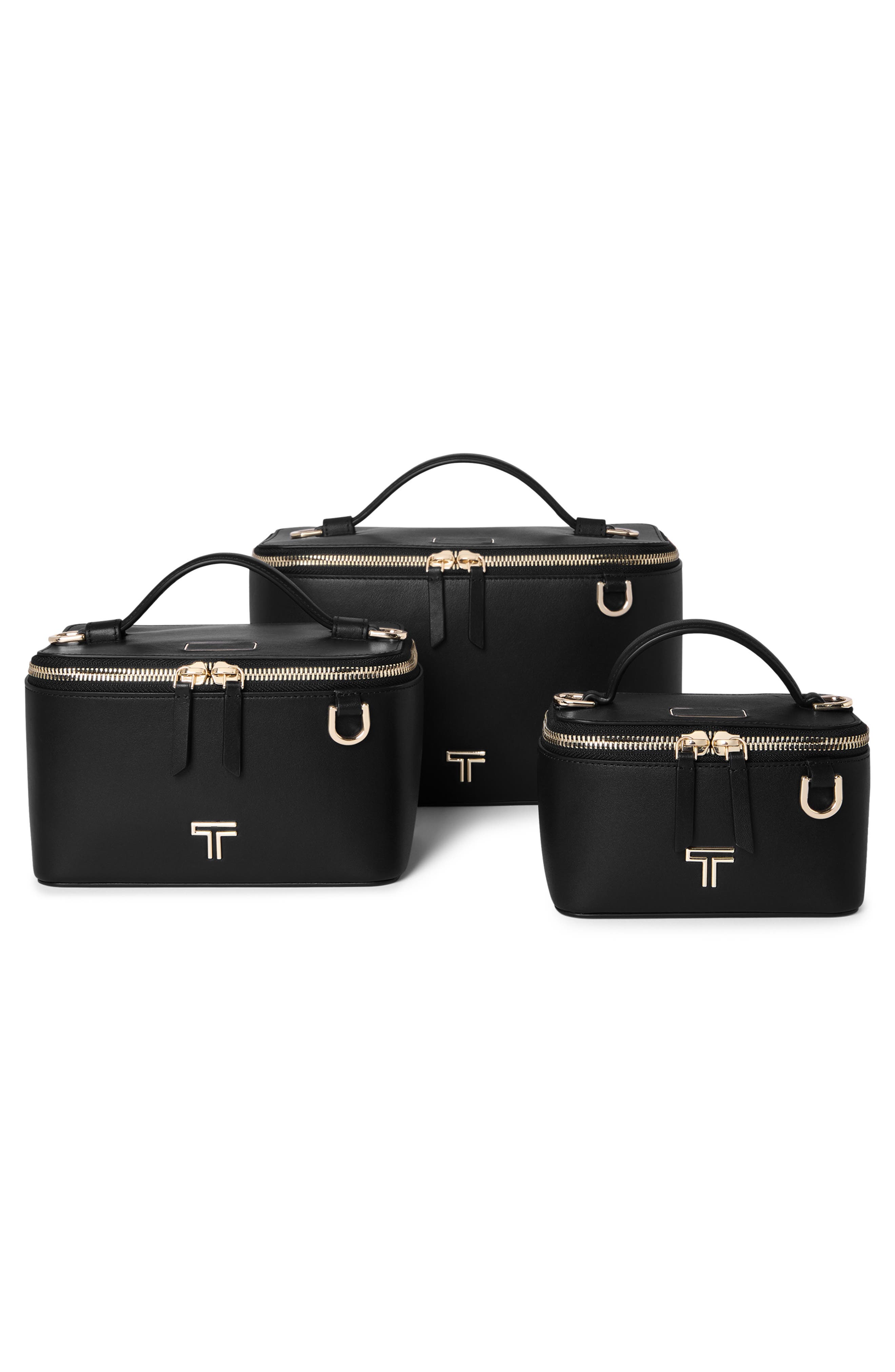 TUMI Voyageur Lex Small Train Case Crossbody Bag, Alternate, color, Black/ Light Gold