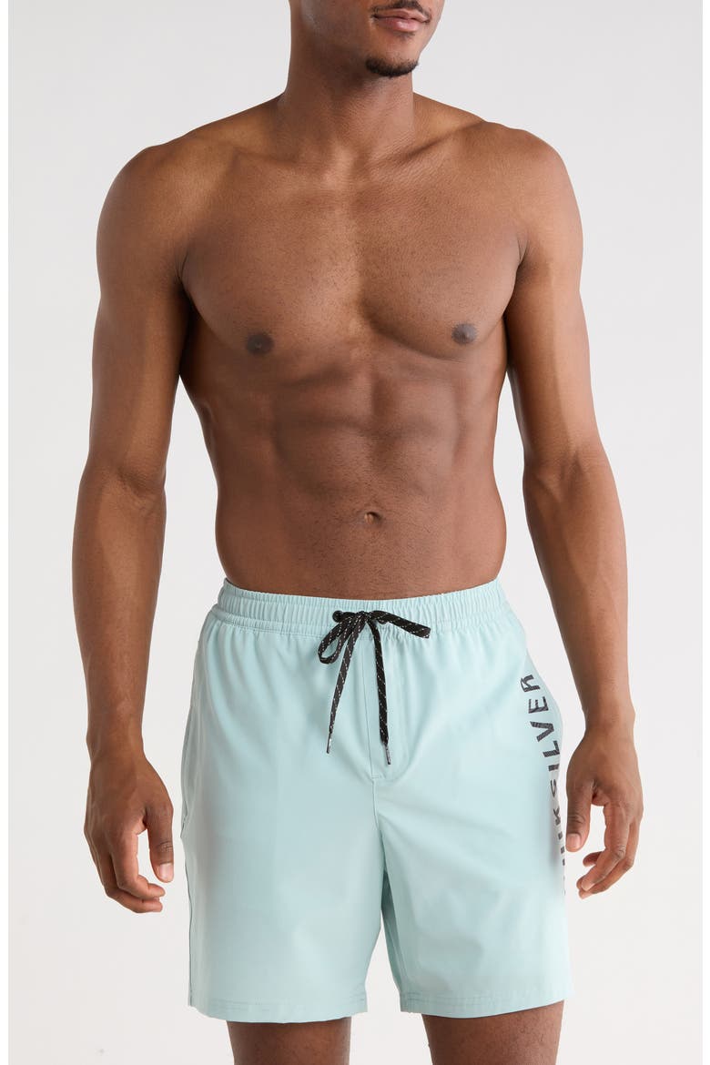 Tour Logo Volley Swim Trunks, Main, color, BLUE HAZE