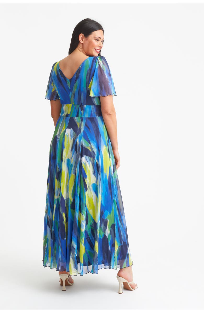 Scarlett & Jo Isabelle Abstract Angel Sleeve Dress, Alternate, color, Blue Yellow