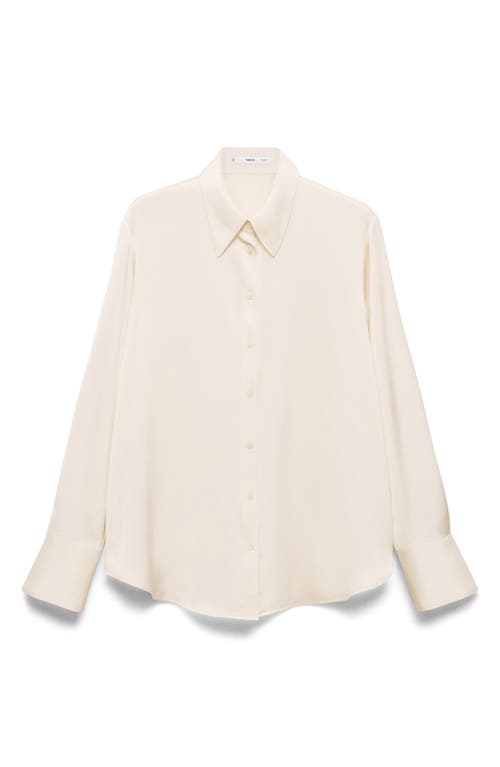 Shop Mango Satin Button-up Shirt In Off White