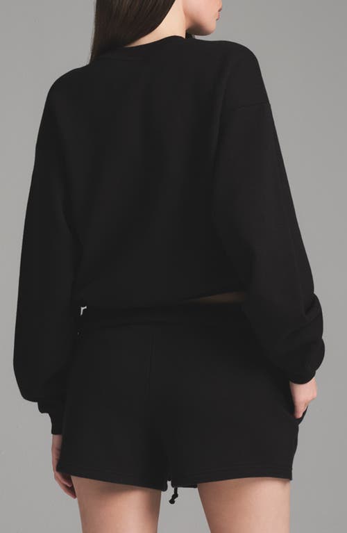 Skims Cotton Fleece Classic Crewneck Sweatshirt In Onyx