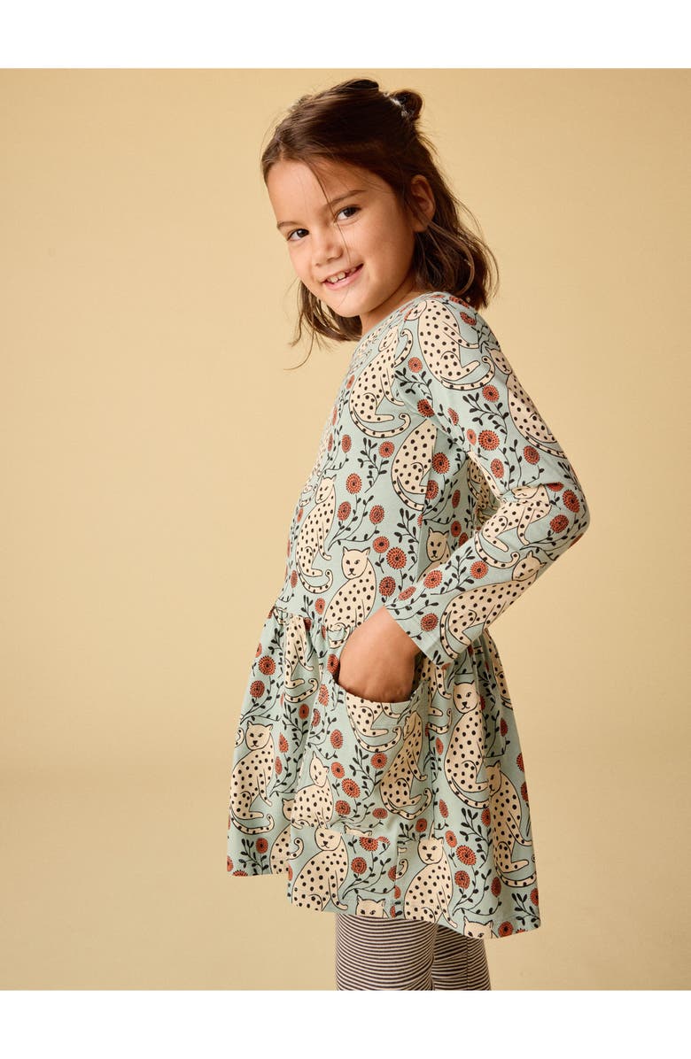 Tea Collection Long Sleeve Pocket Dress, Alternate, color, Leopard Floral