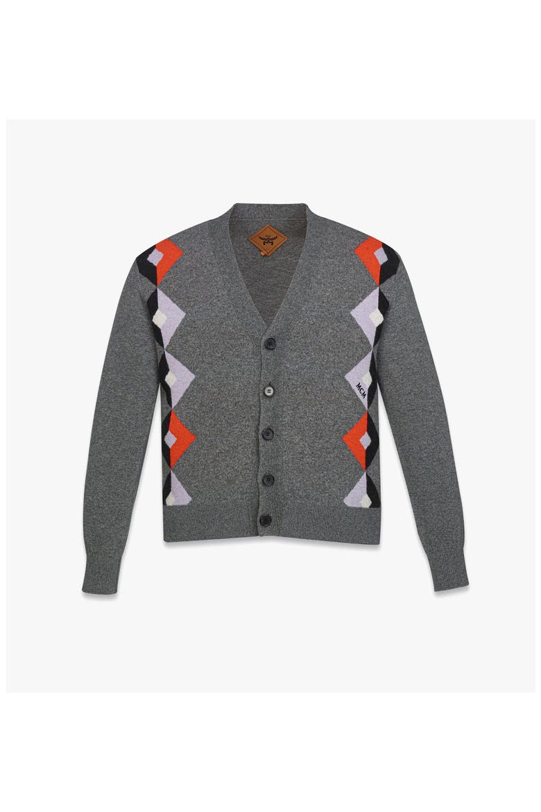 Diamond Cardigan in Wool Jacquard, Main, color, Grey