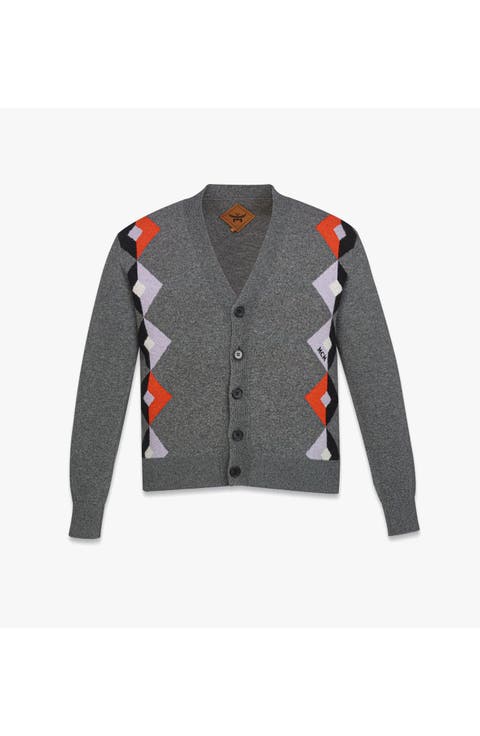 Diamond Cardigan in Wool Jacquard