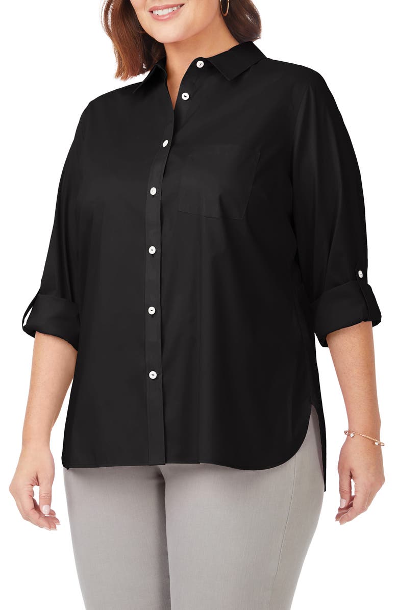 Foxcroft Cole Roll Sleeve Button-Up Shirt, Main, color,