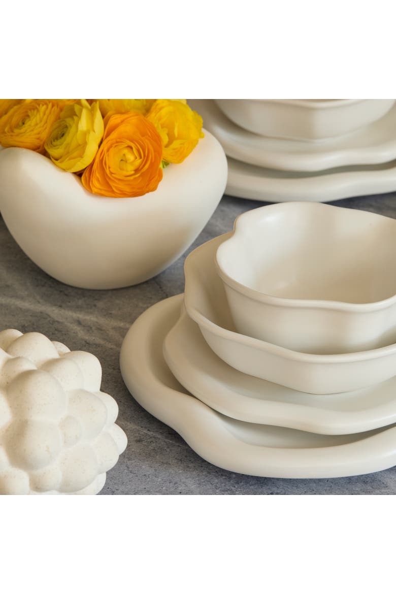 Amorphous Stoneware Dinner Plate Set, Alternate, color, White