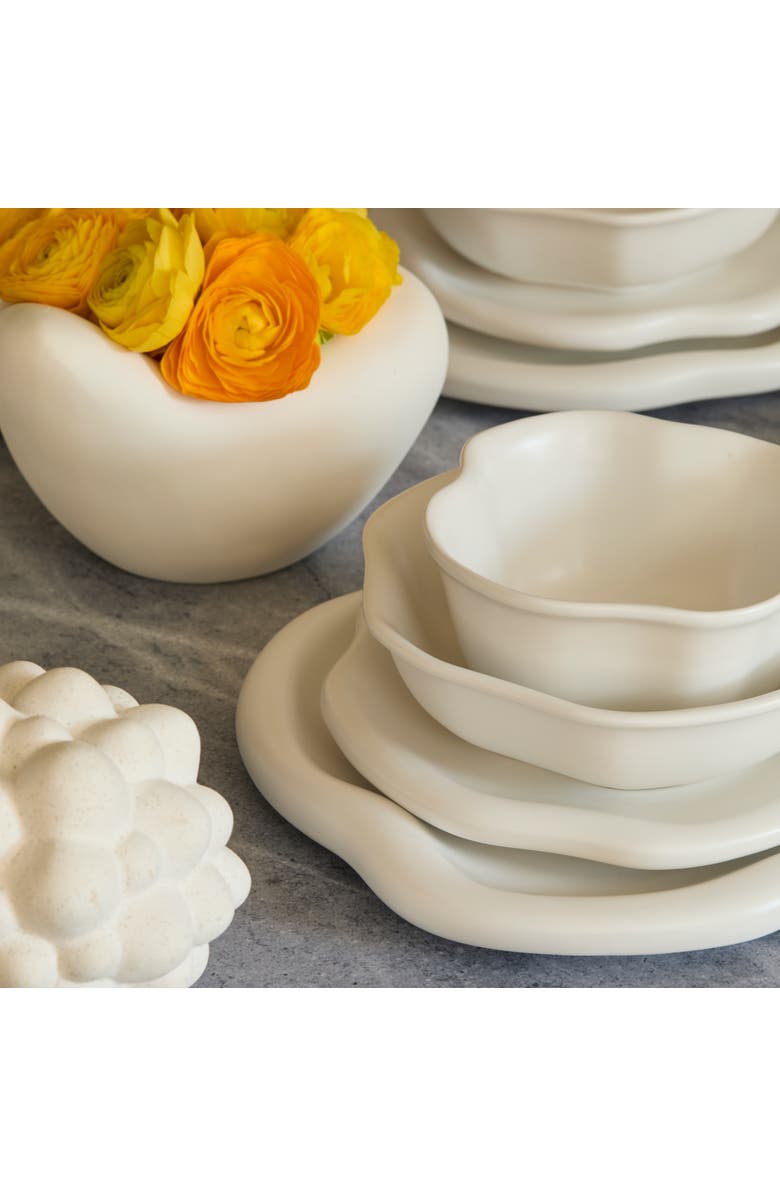 LEMIEUX ET CIE Amorphous Stoneware Dinner Plate Set, Alternate, color, White