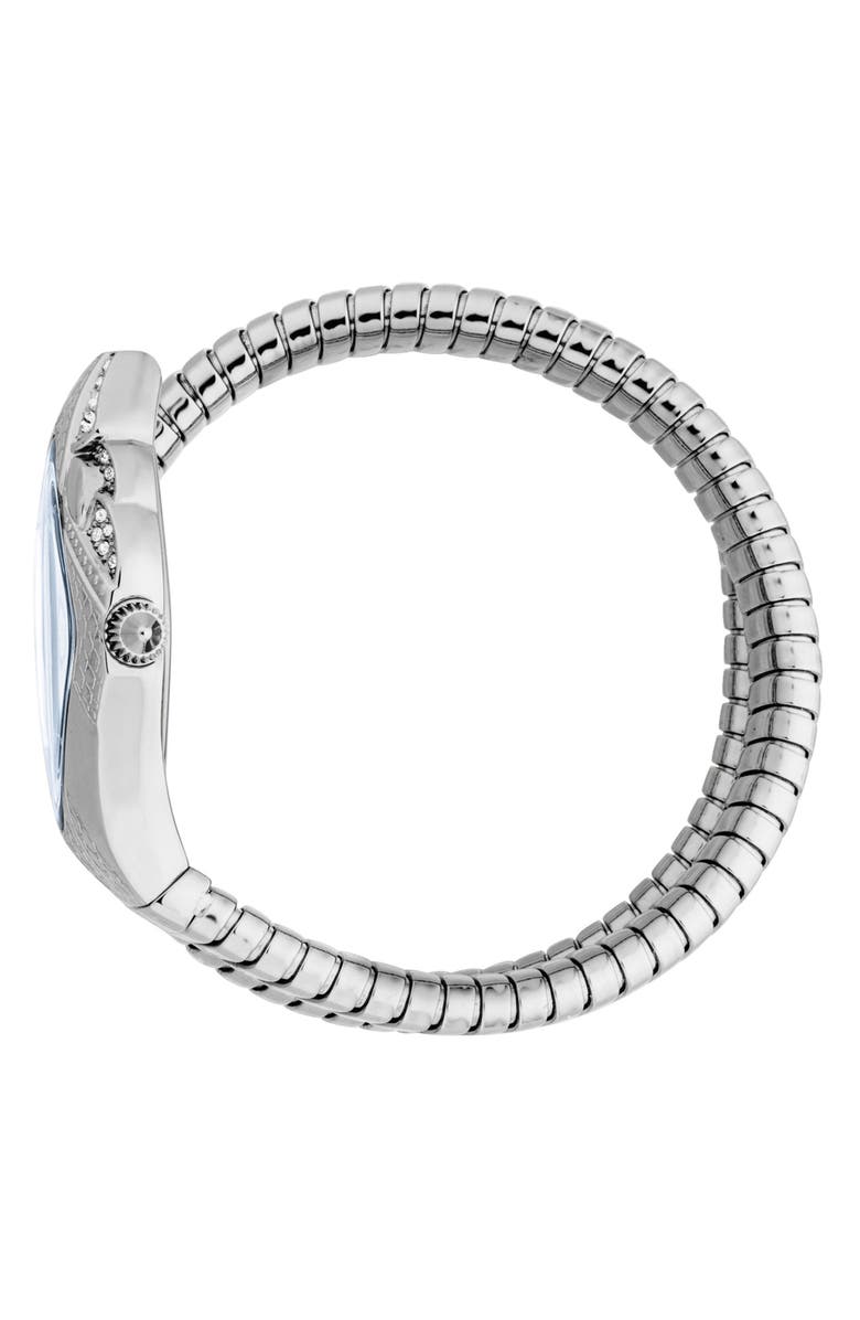 Just Cavalli Snake Wraparound Bracelet Watch, 22mm x 36.5mm, Alternate, color, Silver