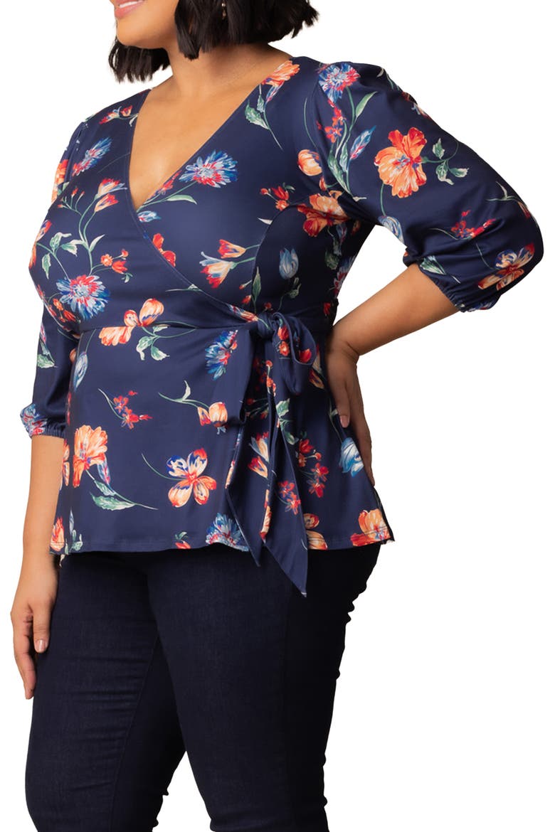 Nina Wrap Top, Alternate, color, VIBRANT NAVY FLORALS