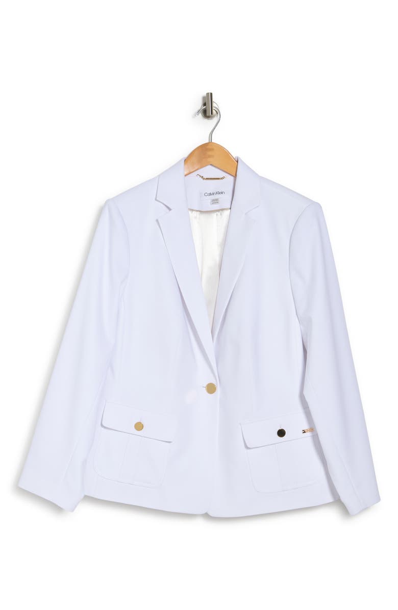 Calvin Klein Calvin Kelin Cotton One-Button Jacket, Alternate, color,