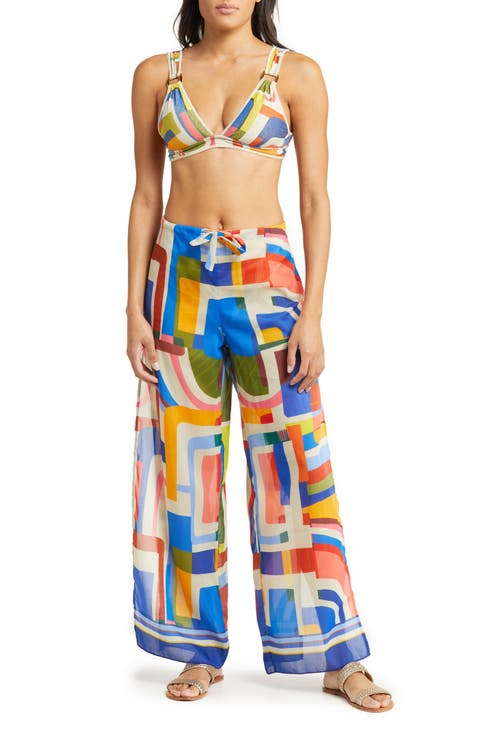 Mosaic Print Cover-Up Pants