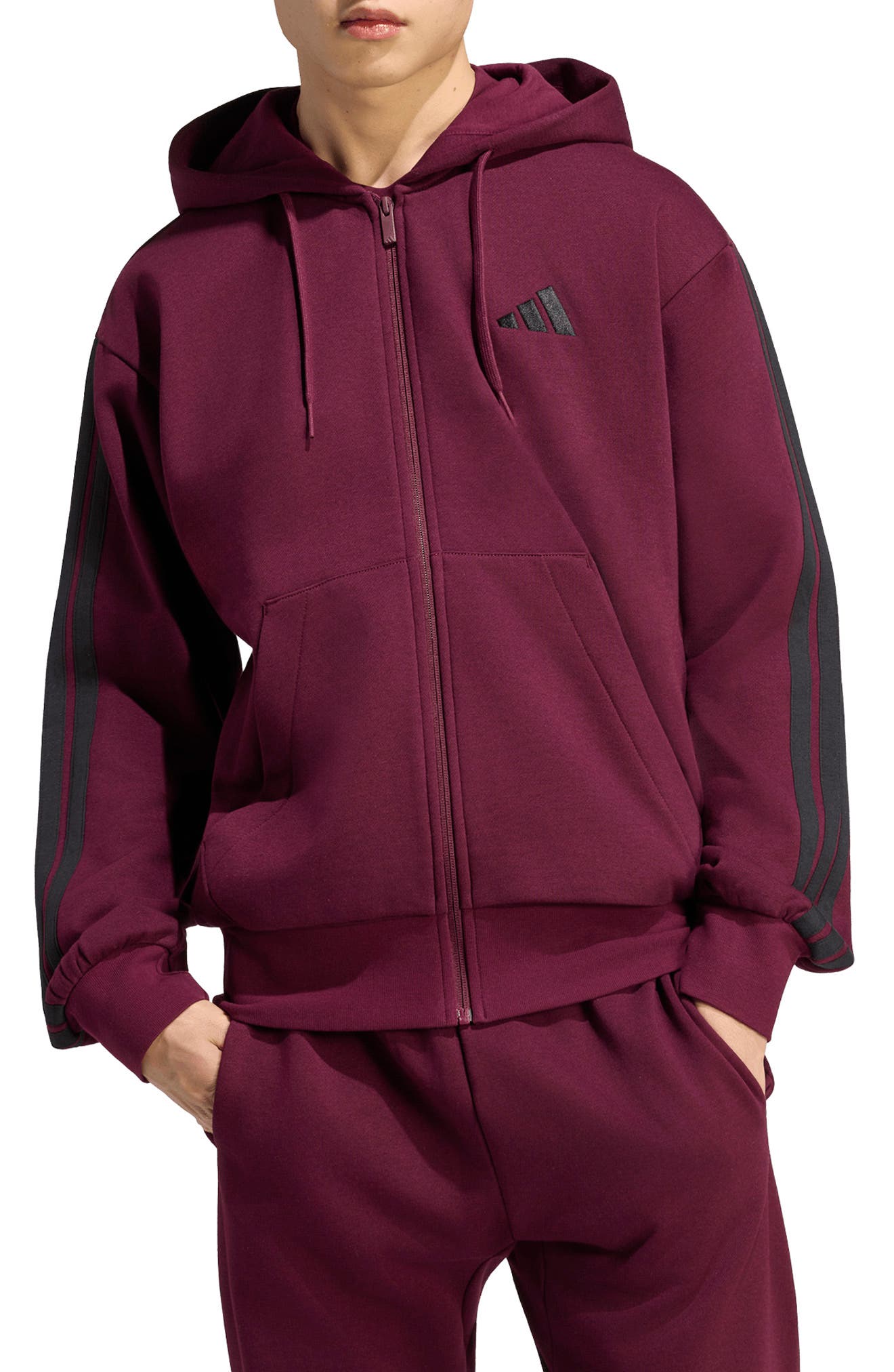 Essentials 3-Stripes Full Zip Hoodie