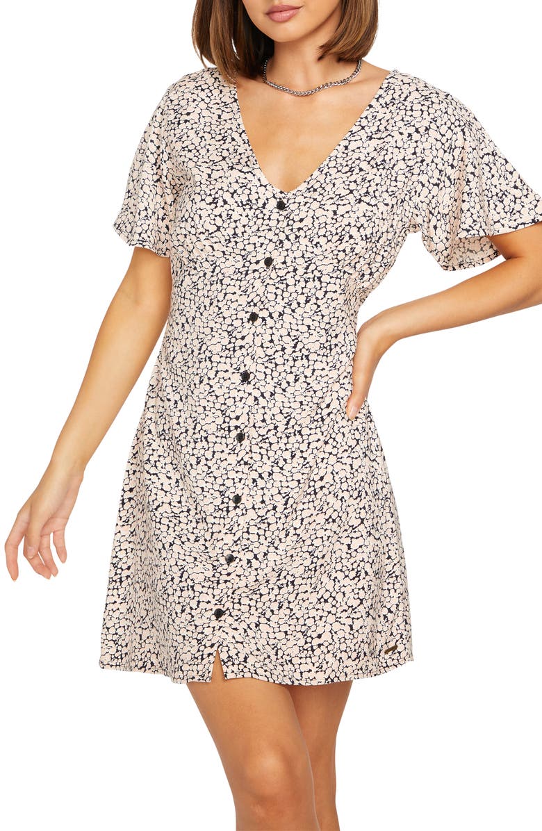 Volcom Poppin Stone Button-Up Minidress, Alternate, color, 