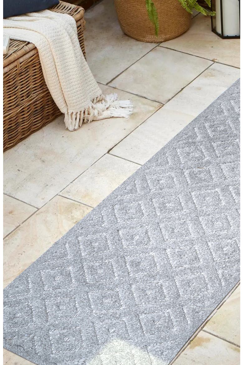 Portmany Neutral Diamond Trellis Indoor/Outdoor Area Rug, Alternate, color, Mist