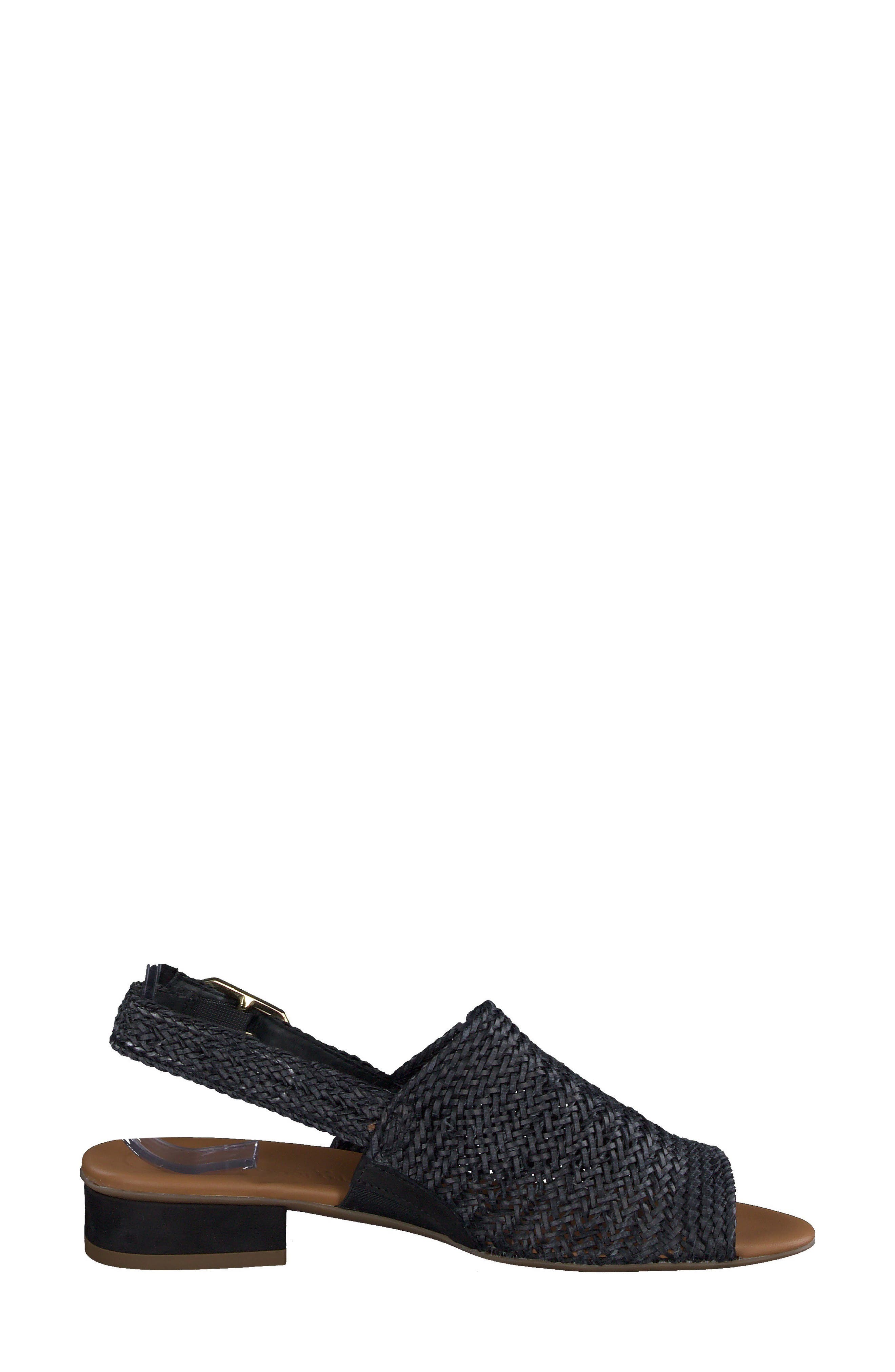 Paul Green Helena Woven Leather Block Heel Sandal, Alternate, color, 