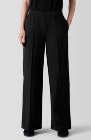 Eileen Fisher Flex Pintuck Double Knit Ponte Wide Leg Pants