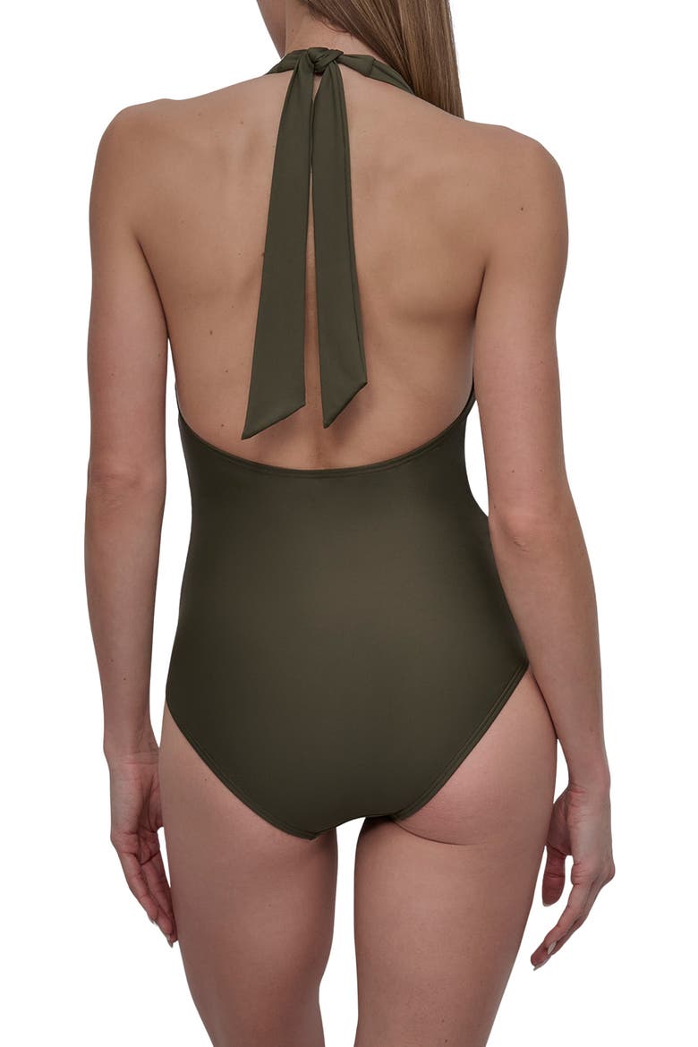 Halter One-Piece Swimsuit, Alternate, color, MOSS