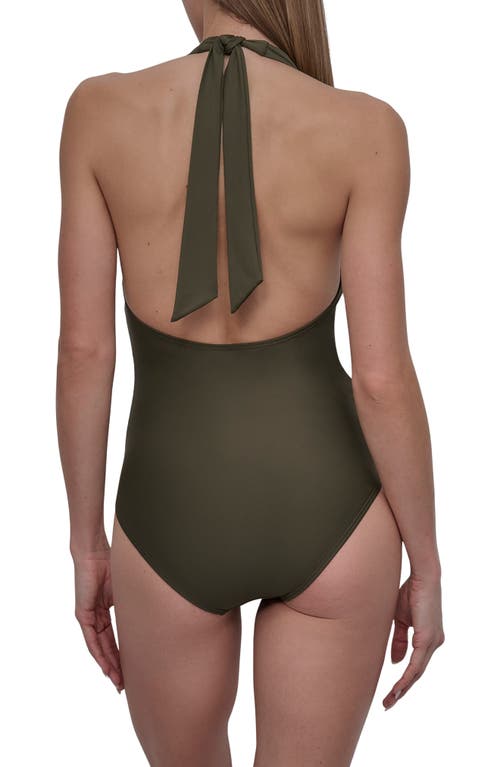 Dkny Halter One-piece Swimsuit In Green