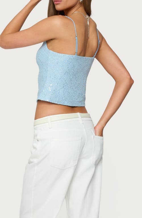 Edikted Sequin Crop Camisole In Blue