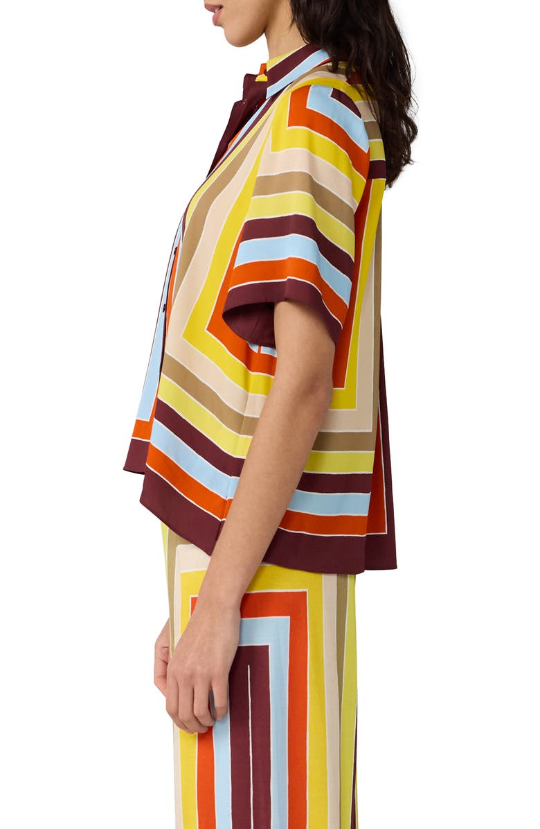 Diane von Furstenberg Alexa Stripe Stretch Silk Button-Up Shirt, Alternate, color, Dorian Stripe Multi