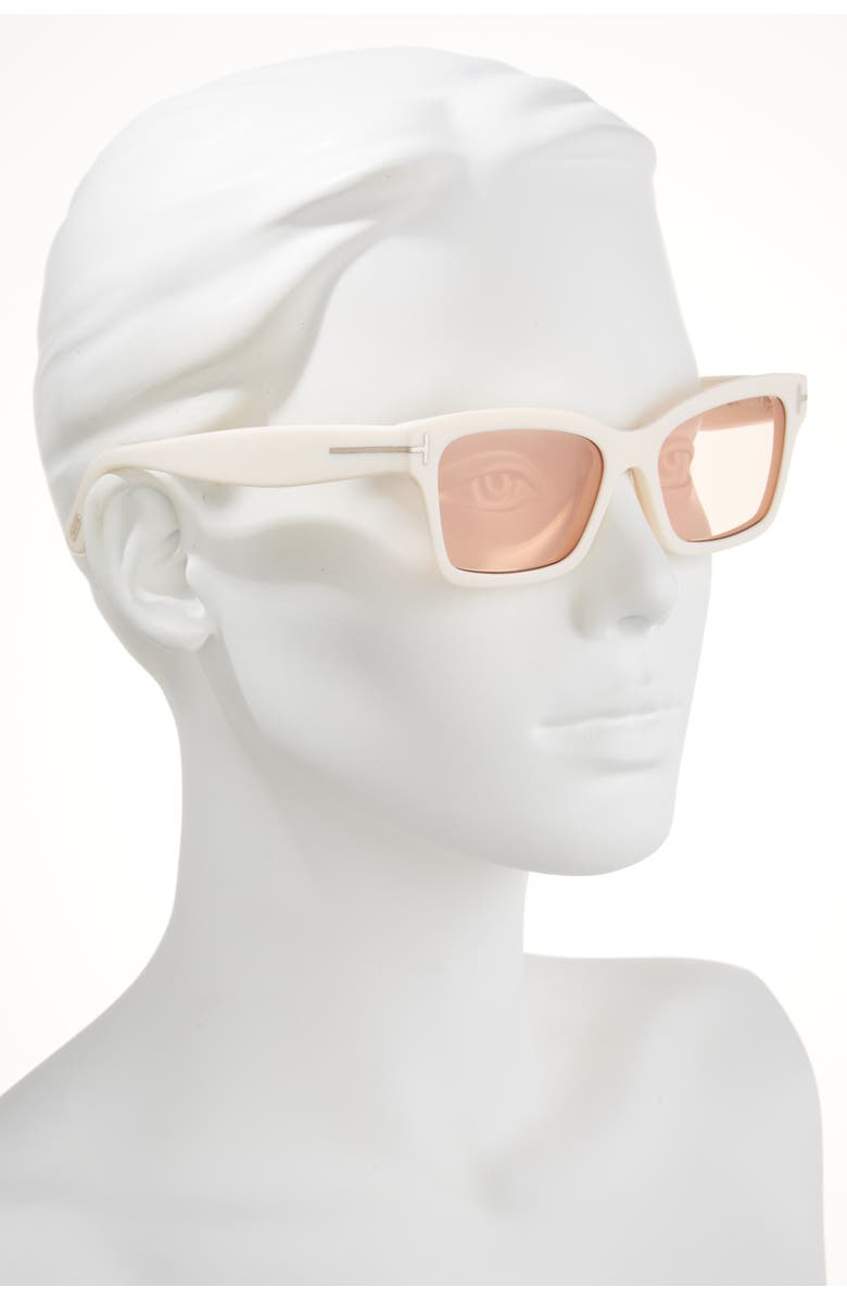 TOM FORD 54mm Square Sunglasses, Alternate, color, Ivory / Mirror Violet
