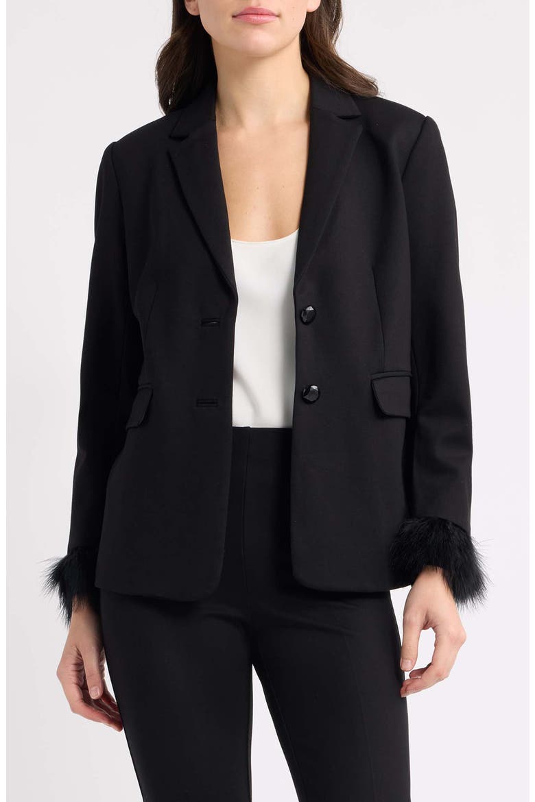 Feather Cuffed Blazer, Main, color, ANNE BLACK