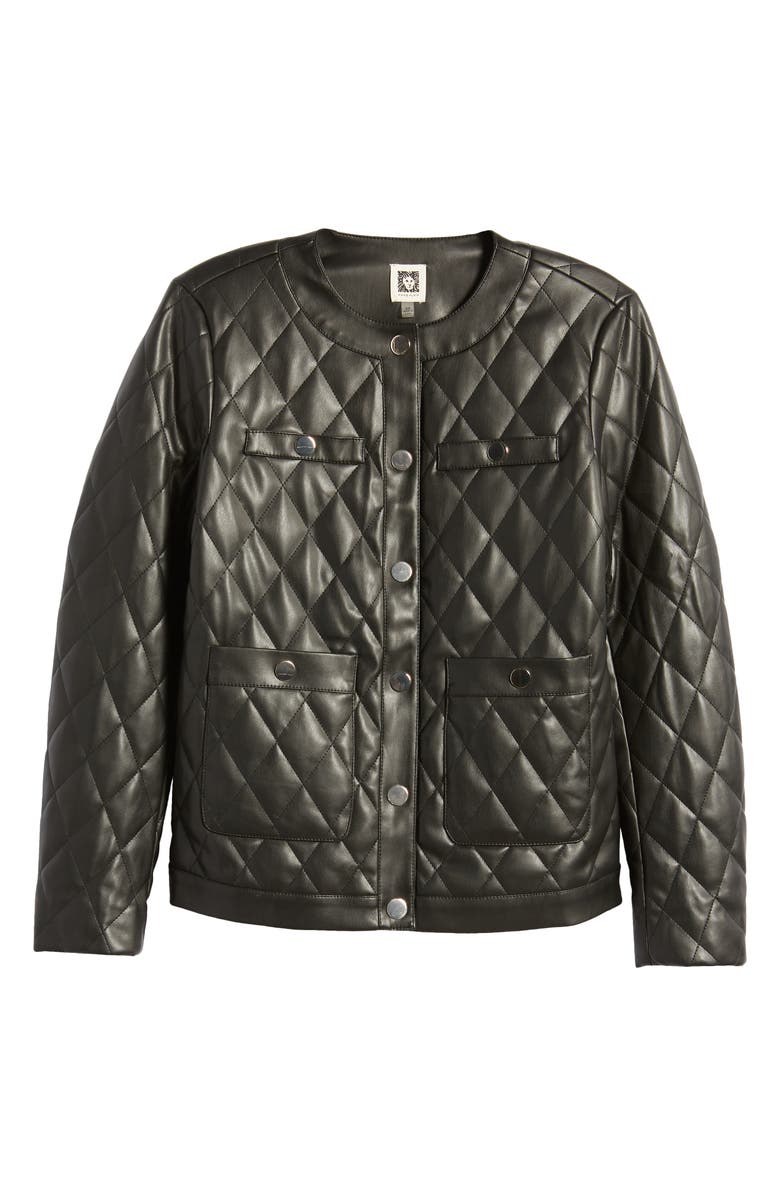 Anne Klein Quilted Faux Leather Jacket, Alternate, color, 