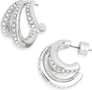 Kurt Geiger London Pavé Crystal Triple Huggie Hoop Earrings