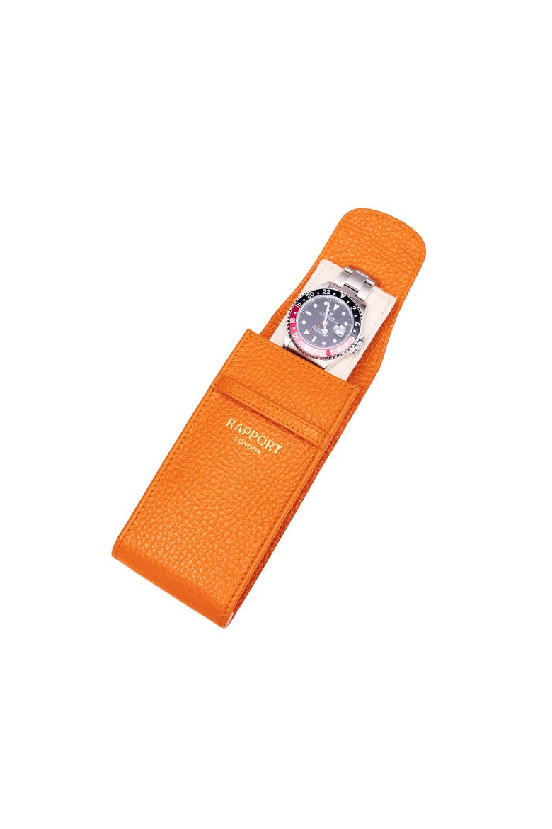 Portobello Single Leather Watch Pouch, Main, color, Orange