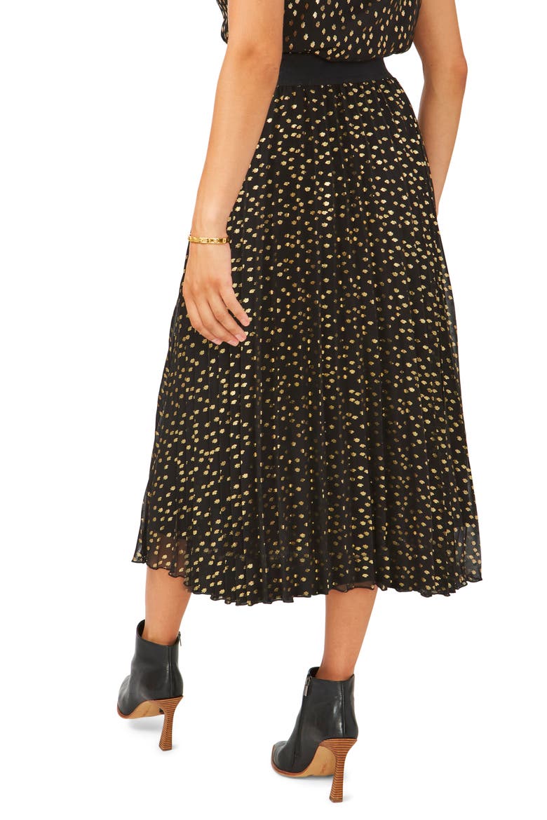 Foil Dot Chiffon Skirt, Alternate, color, RICH BLACK