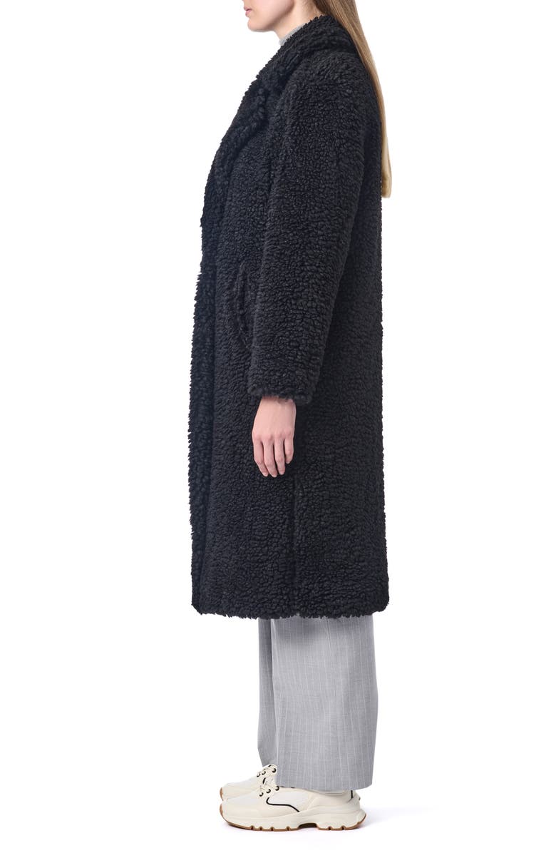 Bernardo Faux Shearling Double Breasted Longline Coat, Alternate, color,