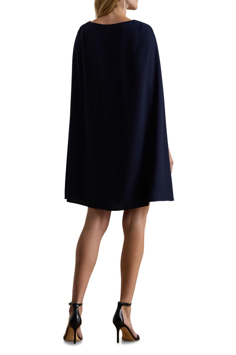 Cape Detail Georgette Cocktail Minidress, Alternate, color, LIGHTHOUSE NAVY BLUE