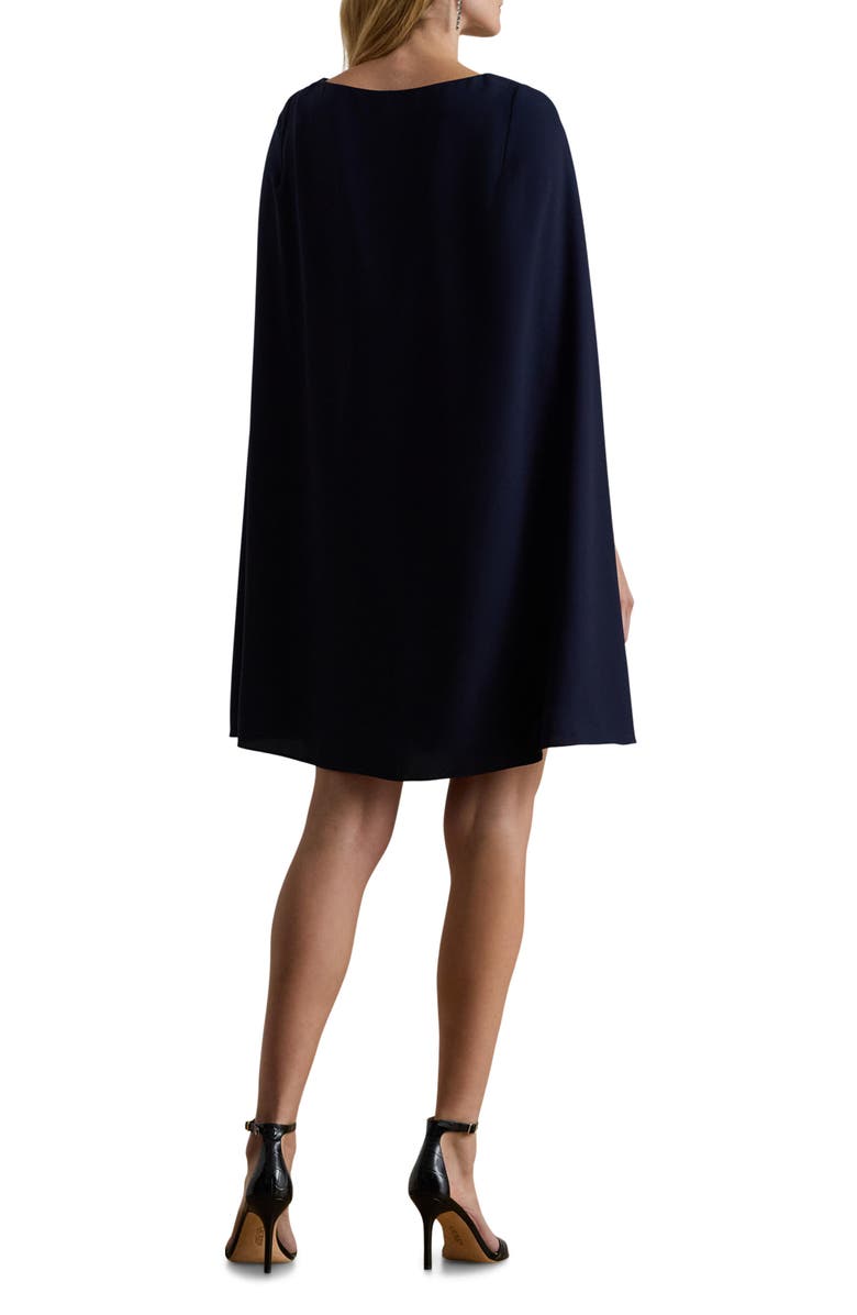 Lauren Ralph Lauren Cape Detail Georgette Cocktail Minidress, Alternate, color, Lighthouse Navy Blue