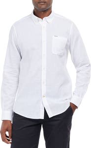 Barbour Nelson Tailored Fit Solid Linen & Cotton Button-Down Shirt