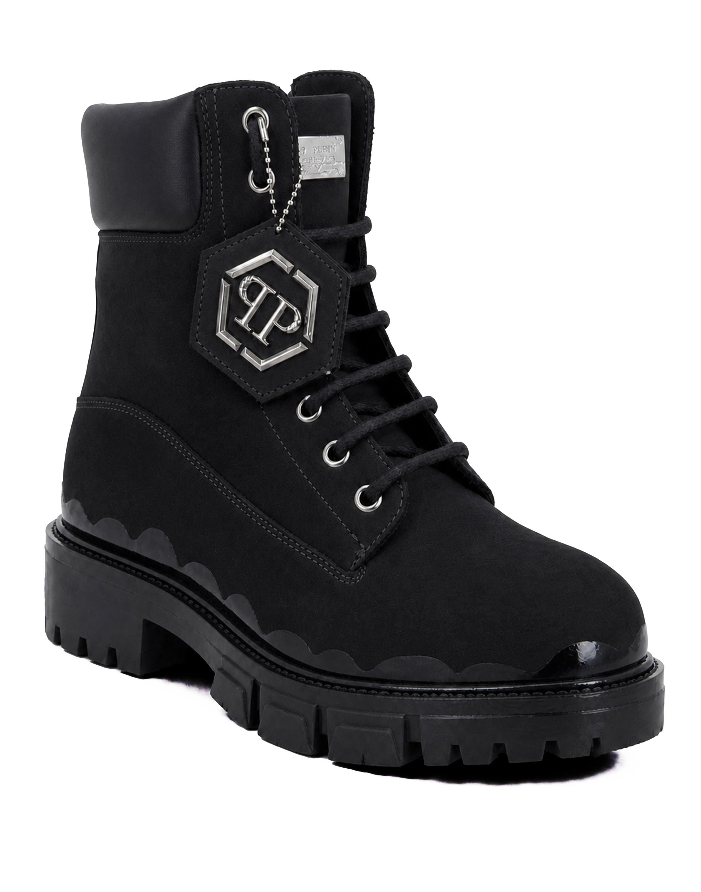 Nabuk Lace-Up Boots Immersed Men, Main, color, black/black