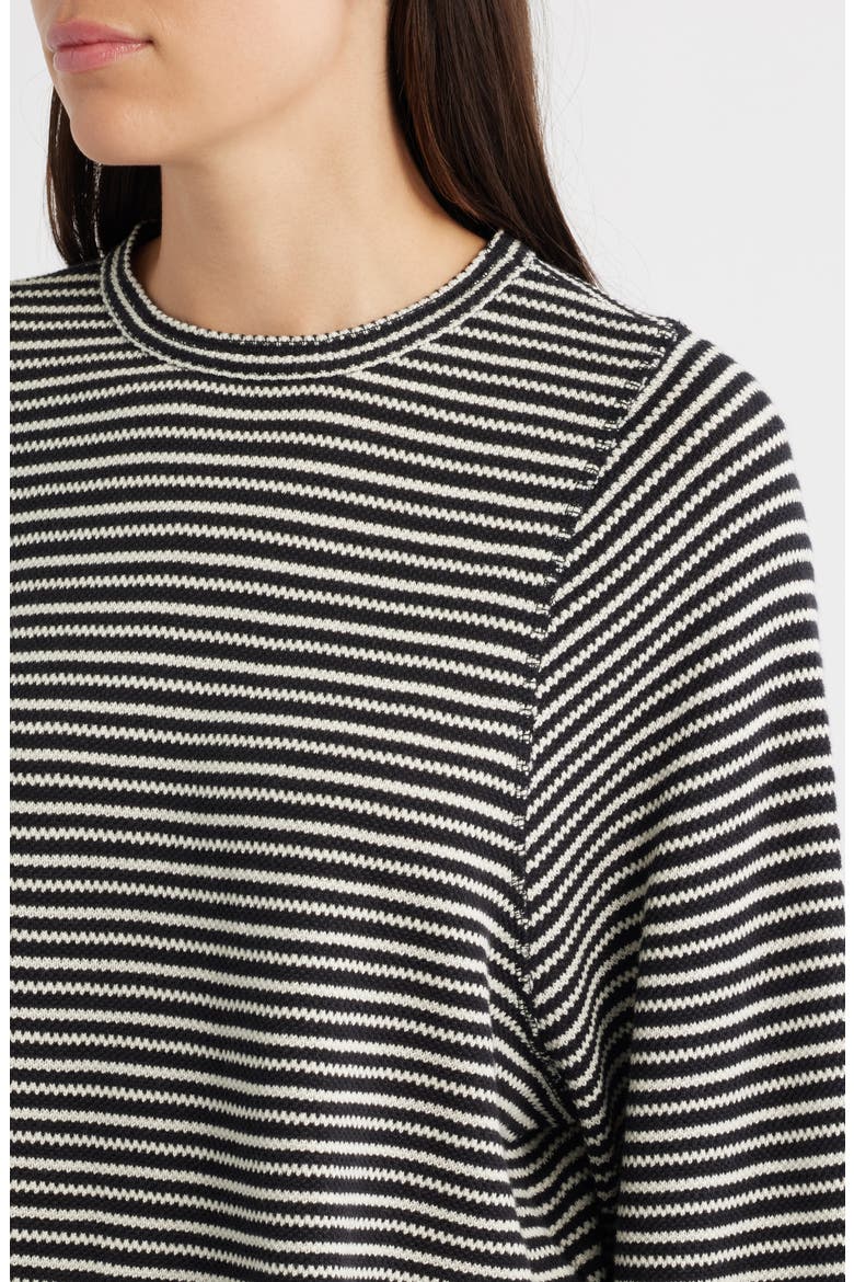 Stripe Curved Long Sleeve T-Shirt, Alternate, color, JET BLACK