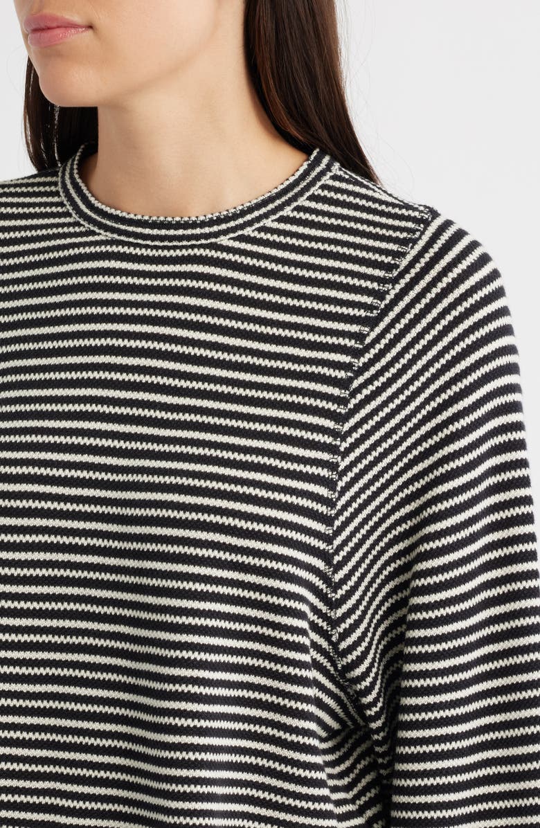 Madewell Stripe Curved Long Sleeve T-Shirt, Alternate, color, Jet Black