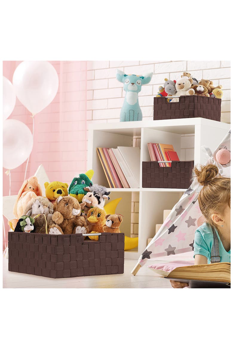 Chocolate Woven 9-Piece Basket Set, Alternate, color, CHOCOLATE