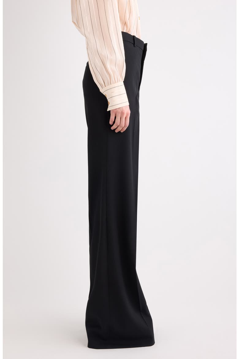 Virgin Wool Grain de Poudre Flare Trousers, Alternate, color, BLACK