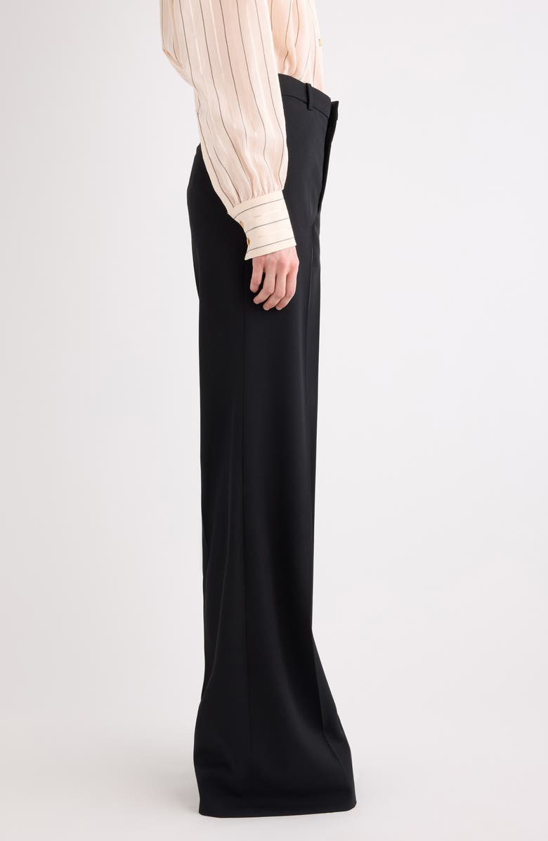 Chloé Virgin Wool Grain de Poudre Flare Trousers, Alternate, color, Black